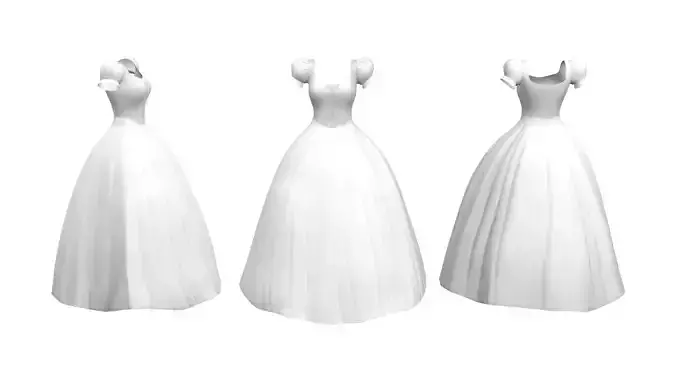 Fairy Wedding Gown Low-poly 3D model