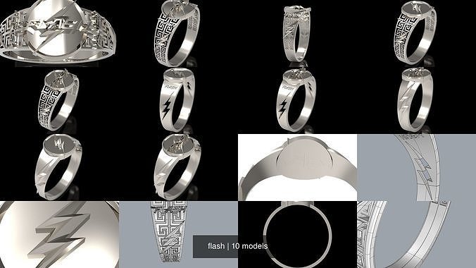 The flash hebrew wedding ring 3D Model Collection