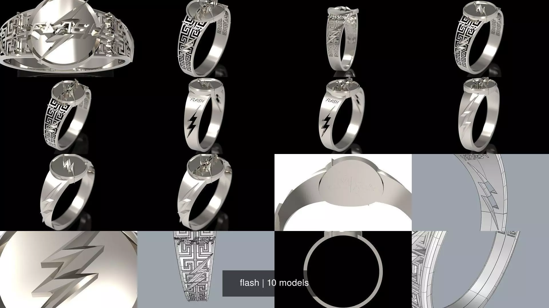 The flash hebrew wedding ring 3D Model Collection_0