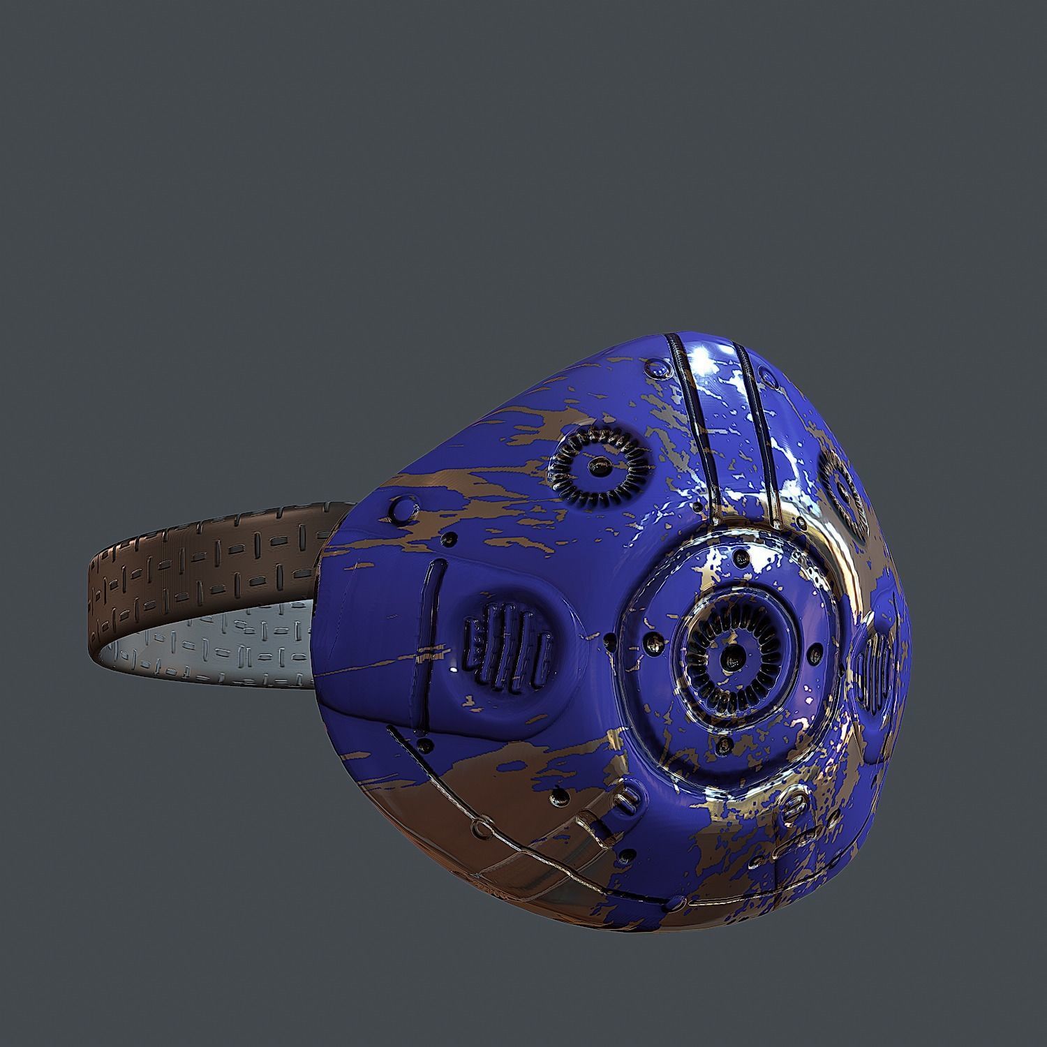 Gas mask helmet 3d model scifi Low-poly Low-poly 3D model_3