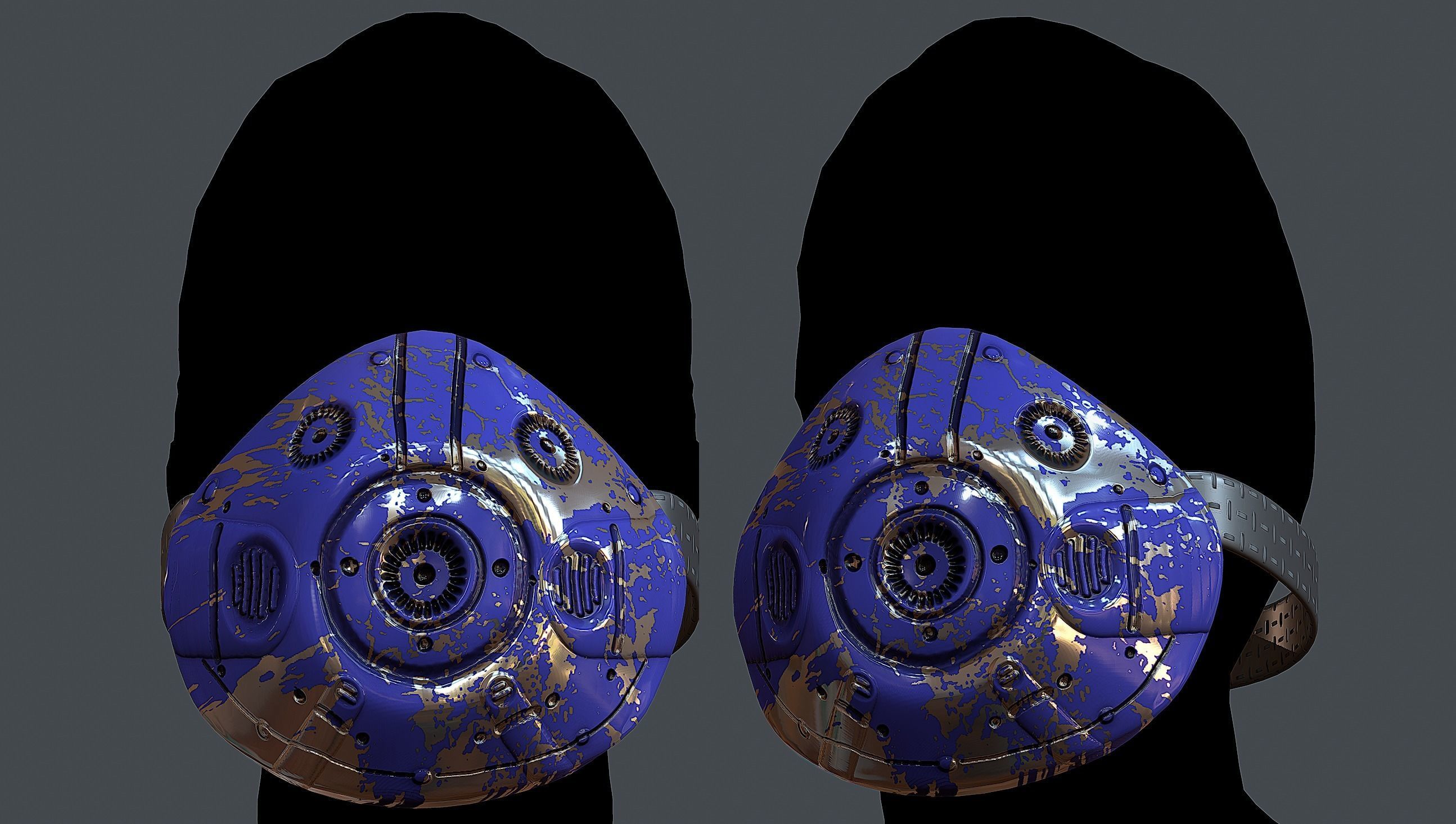 Gas mask helmet 3d model scifi Low-poly Low-poly 3D model_1