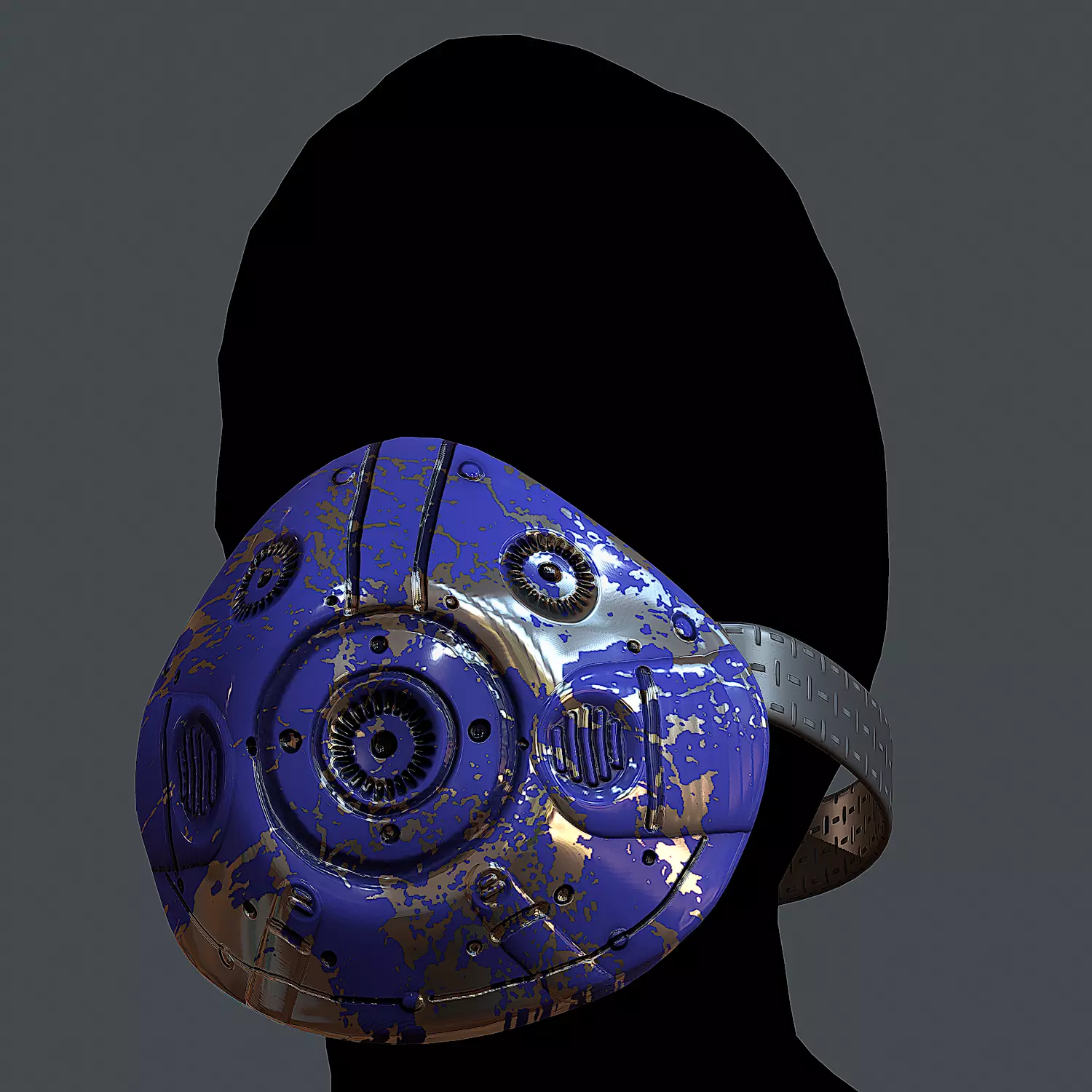 Gas mask helmet 3d model scifi Low-poly Low-poly 3D model_0