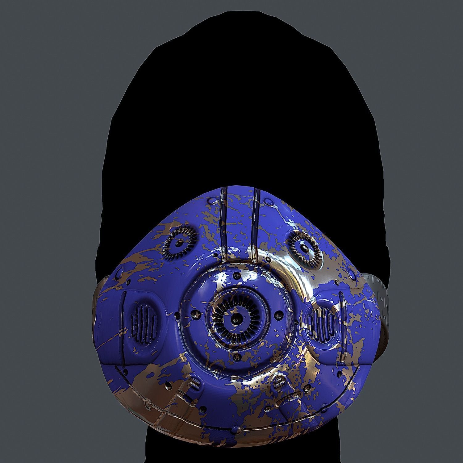 Gas mask helmet 3d model scifi Low-poly Low-poly 3D model_2