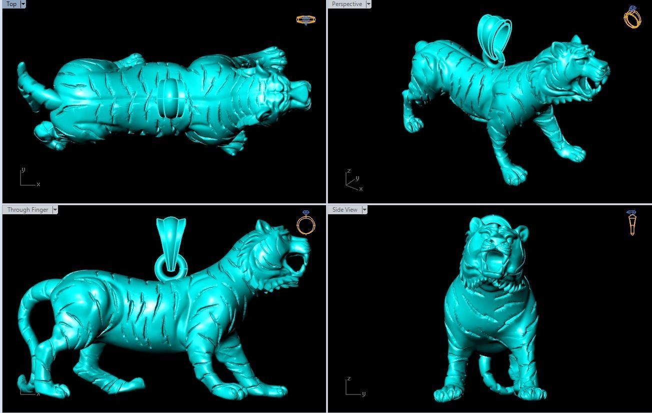 Tiger Pendant - Mens Pendant 3D print model_8