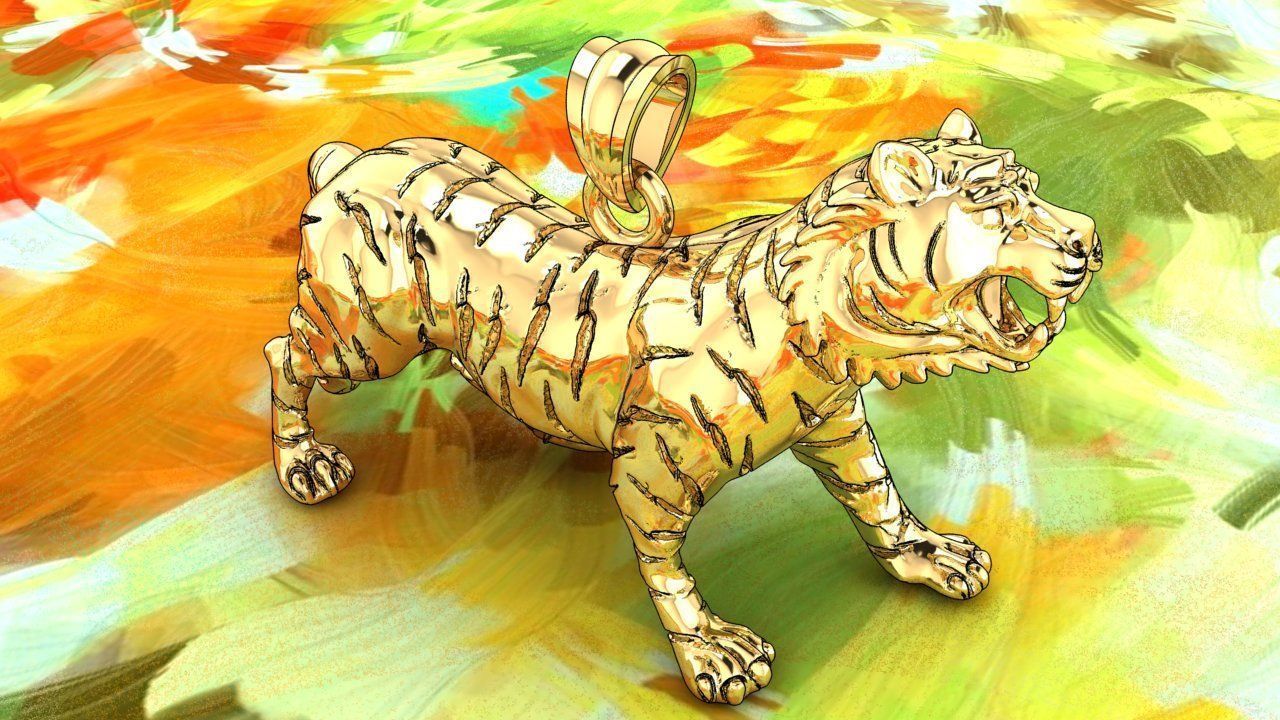 Tiger Pendant - Mens Pendant 3D print model_4