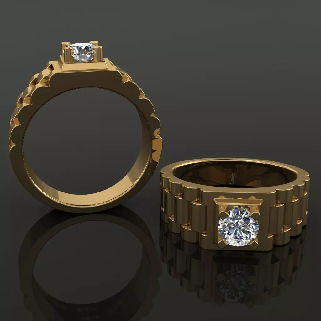 Signet Ring Diamond Link Style Mix Size  3D print model_0