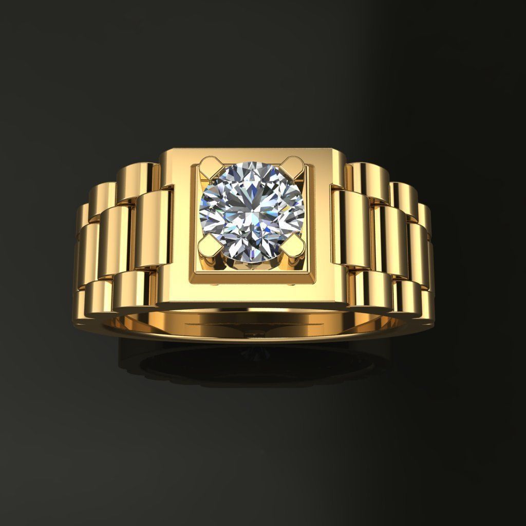 Signet Ring Diamond Link Style Mix Size  3D print model_4