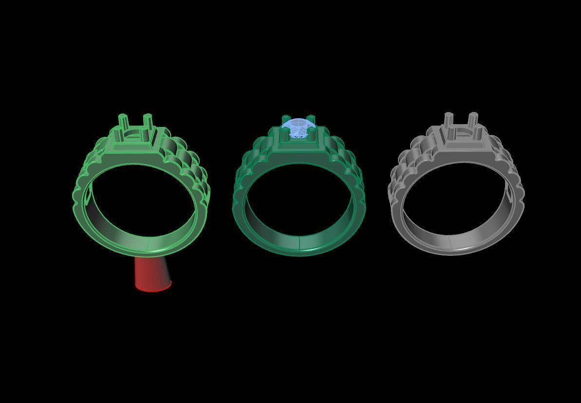 Signet Ring Diamond Link Style Mix Size  3D print model_16