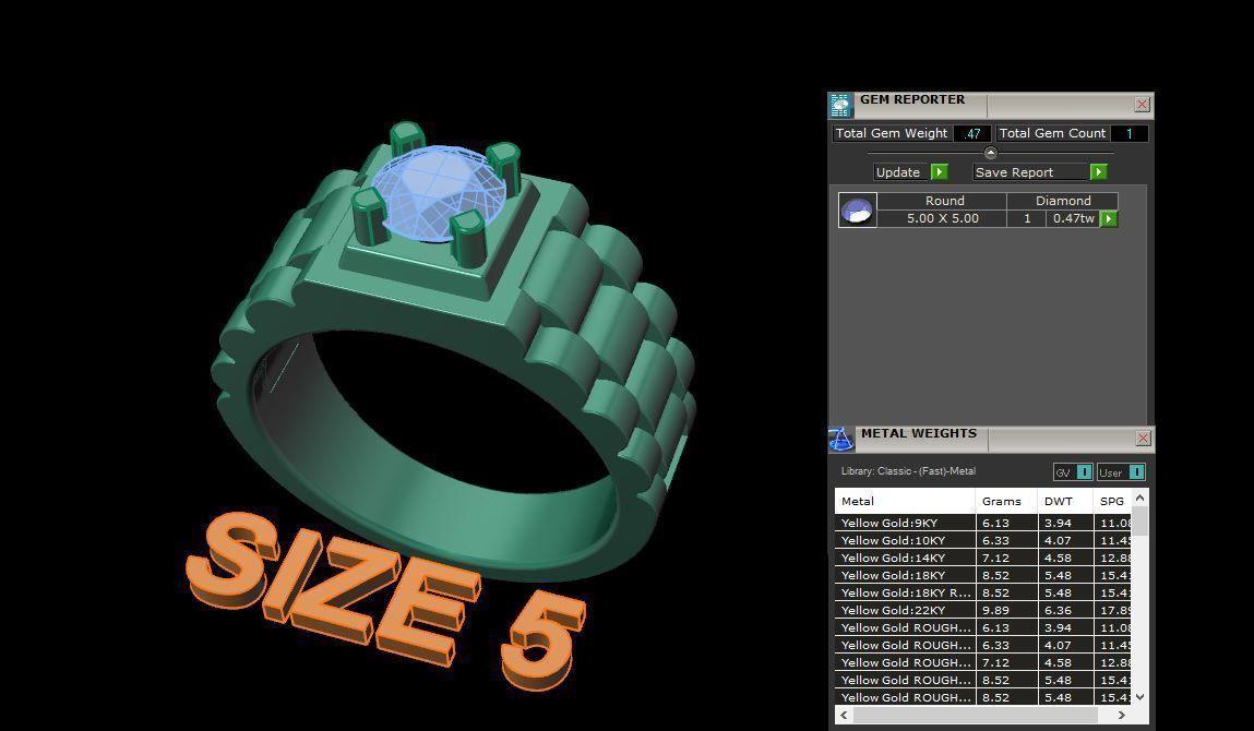 Signet Ring Diamond Link Style Mix Size  3D print model_10