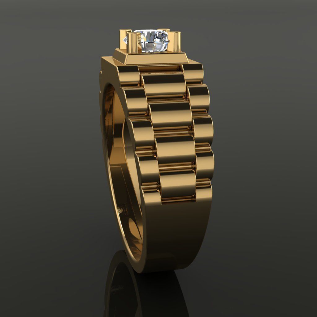 Signet Ring Diamond Link Style Mix Size  3D print model_5