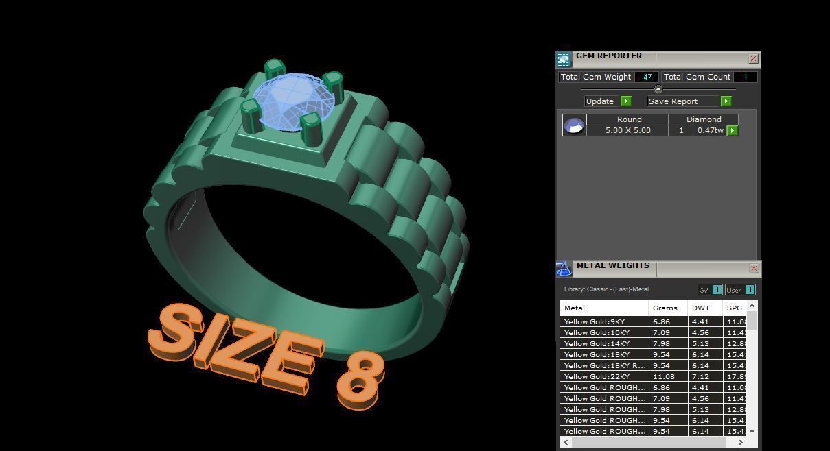 Signet Ring Diamond Link Style Mix Size  3D print model_13