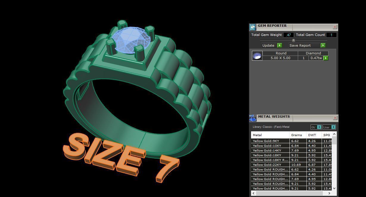 Signet Ring Diamond Link Style Mix Size  3D print model_12