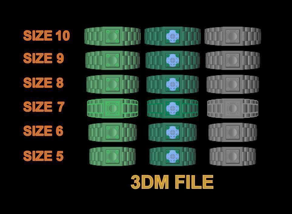 Signet Ring Diamond Link Style Mix Size  3D print model_1