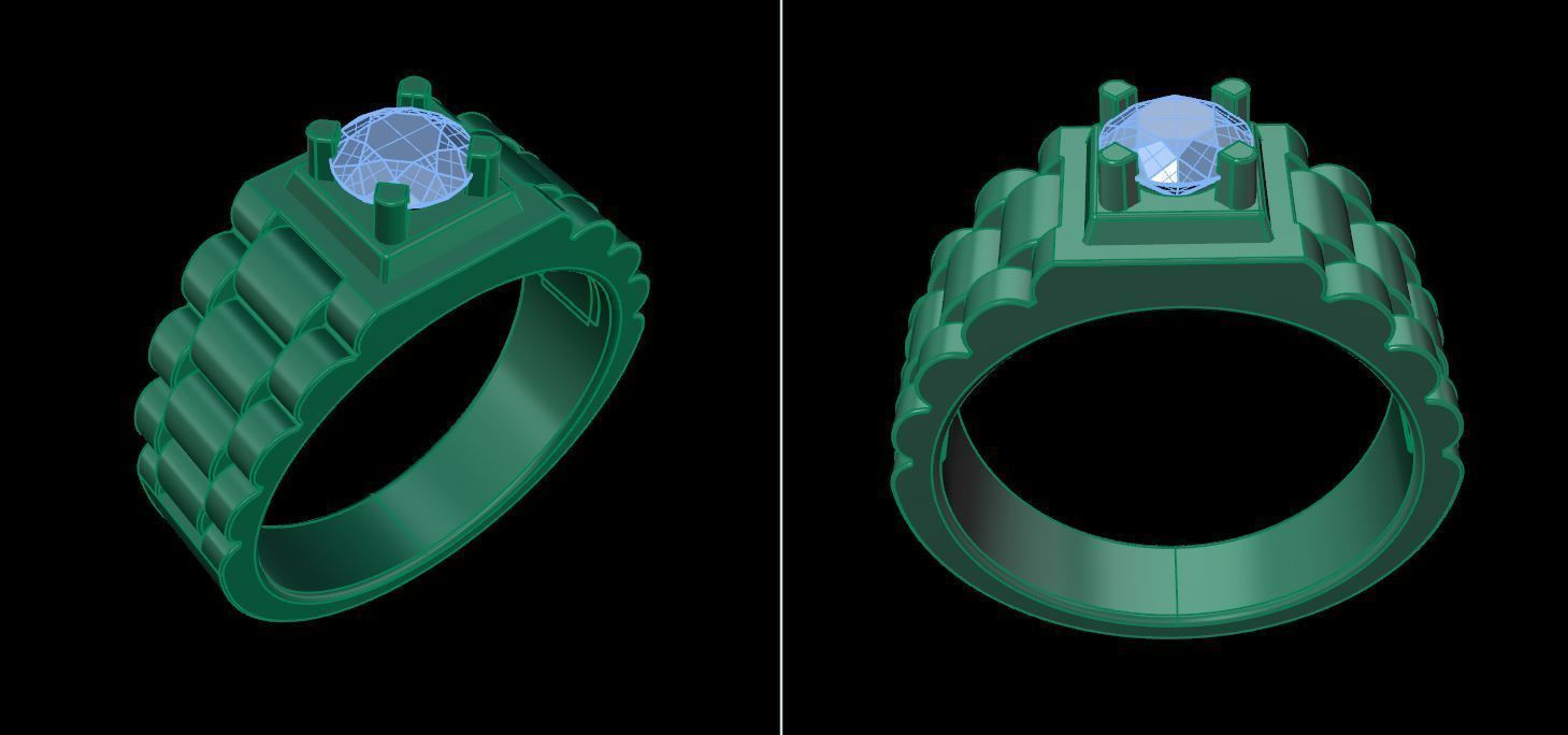 Signet Ring Diamond Link Style Mix Size  3D print model_17