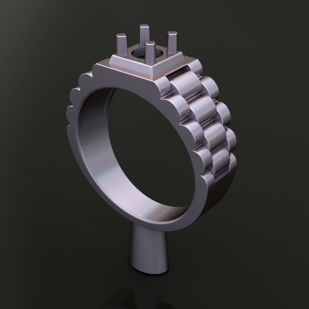 Signet Ring Diamond Link Style Mix Size  3D print model_7