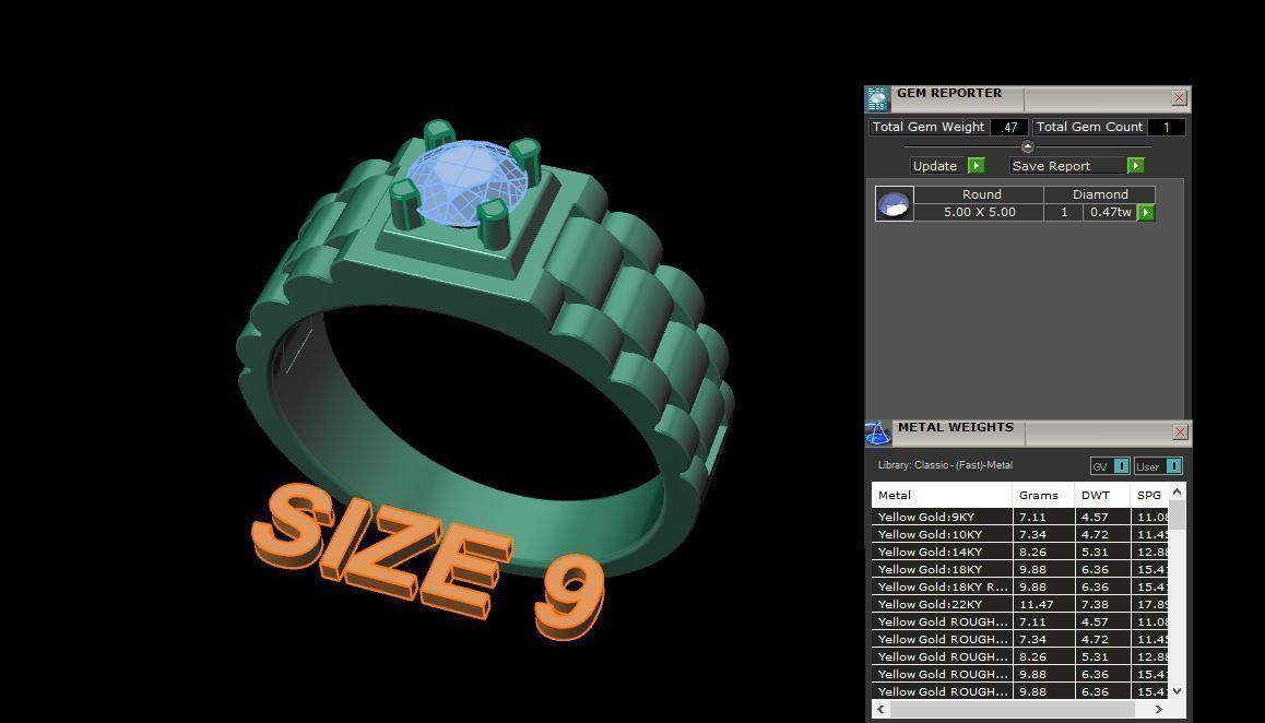 Signet Ring Diamond Link Style Mix Size  3D print model_14