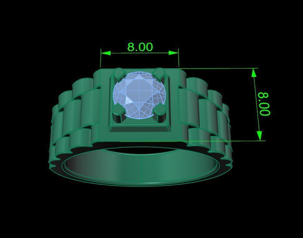 Signet Ring Diamond Link Style Mix Size  3D print model_9