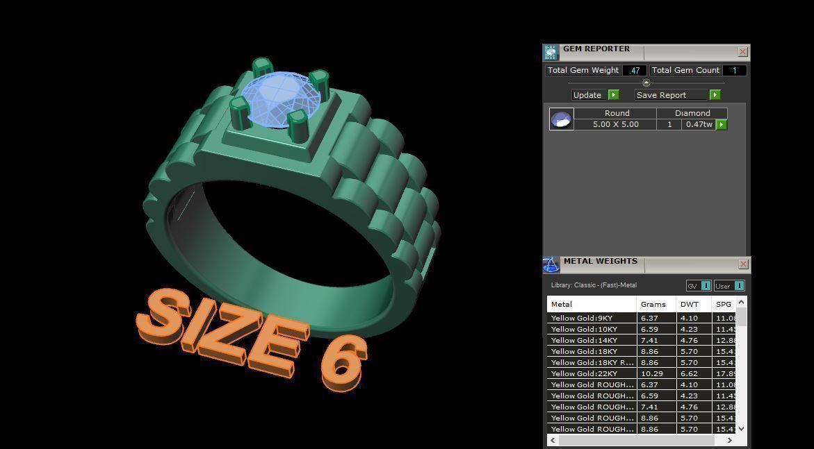 Signet Ring Diamond Link Style Mix Size  3D print model_11