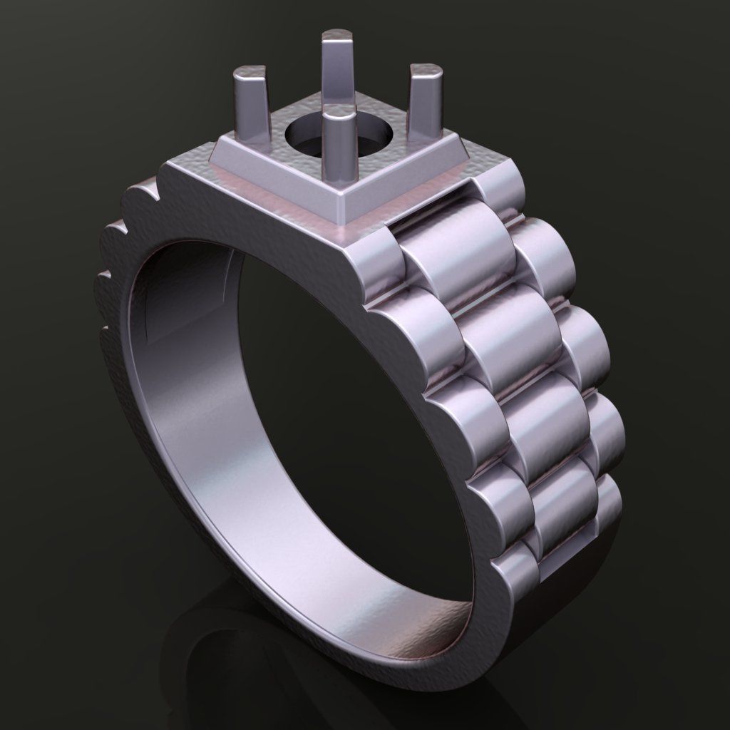 Signet Ring Diamond Link Style Mix Size  3D print model_6