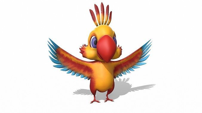 Cartoon Parrot 3D model