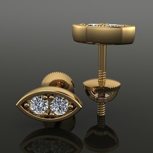 Marquise Stud Diamond Earring 3D print model