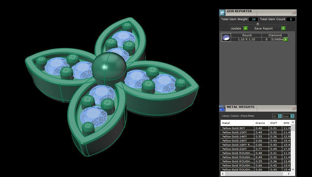 Clover Charm Stud Earring 3D print model_7