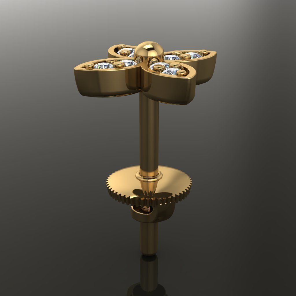 Clover Charm Stud Earring 3D print model_1