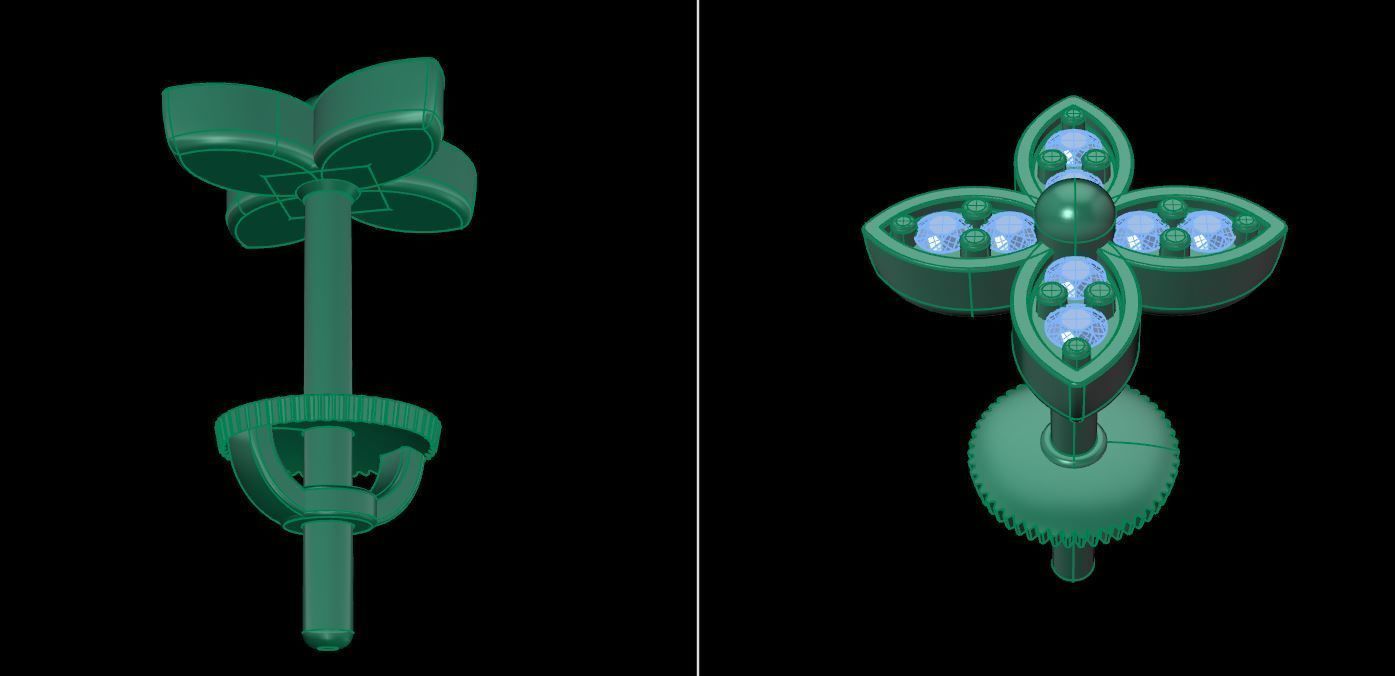 Clover Charm Stud Earring 3D print model_12