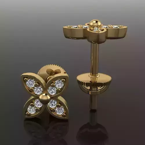 Clover Charm Stud Earring 3D print model