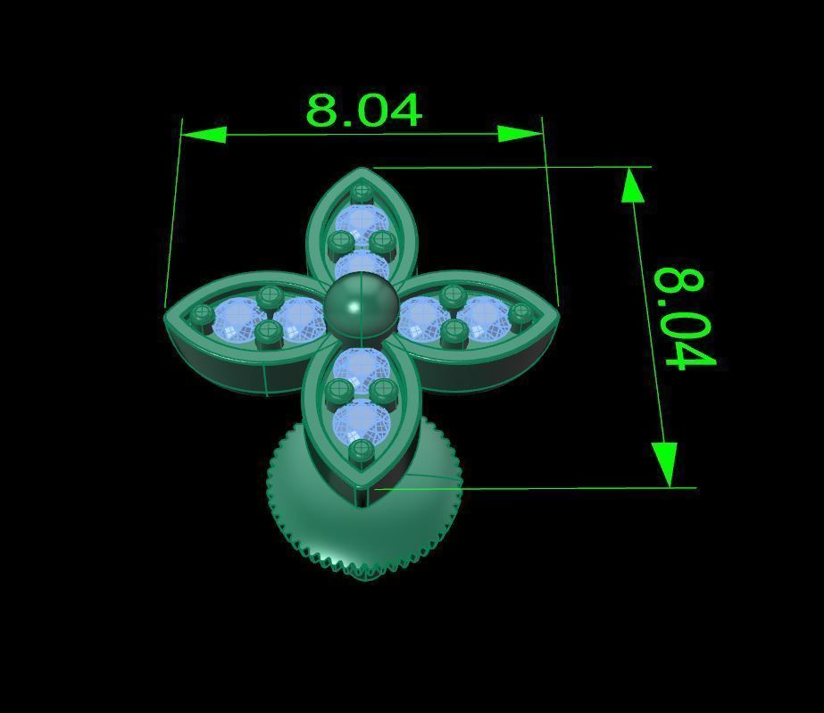 Clover Charm Stud Earring 3D print model_8