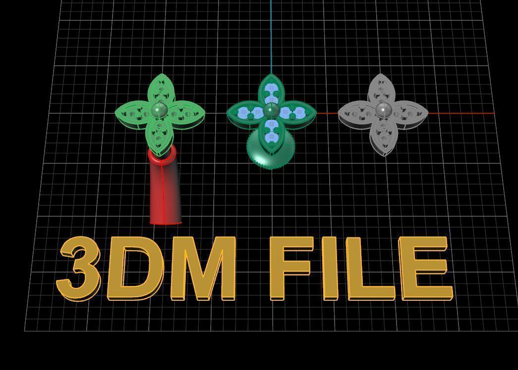 Clover Charm Stud Earring 3D print model_6