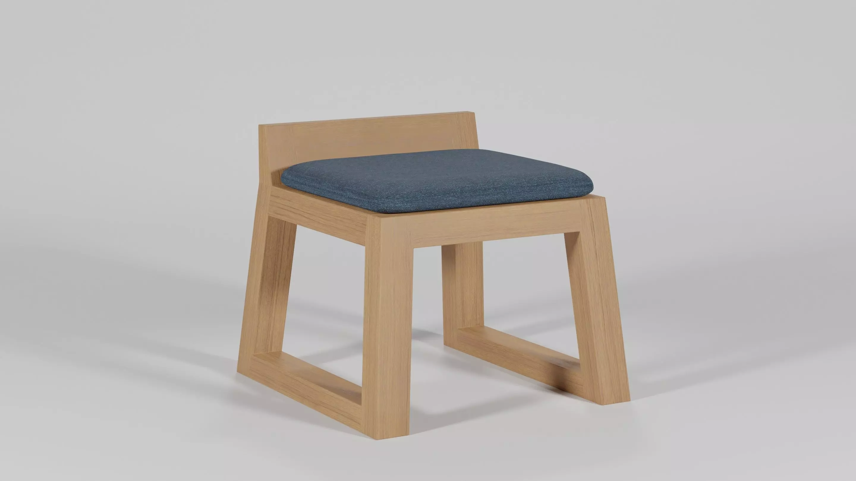 Teak low garden chair 62x58x53 Low-poly 3D model