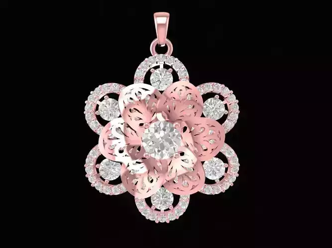 Luxury Floral Round Diamond Pendant Jewelry 3103