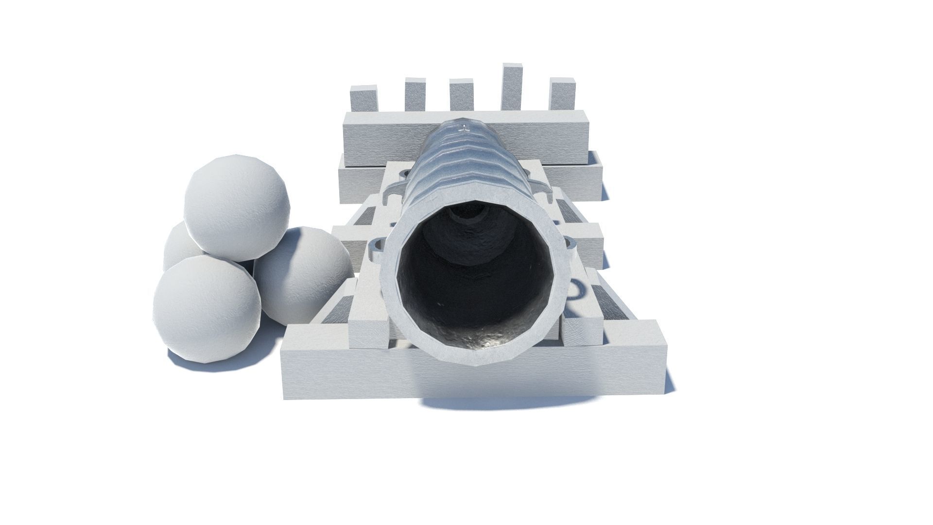 Medieval stone cannon supergun Faule Mette Low-poly 3D model_19