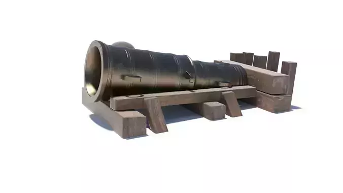 Medieval stone cannon supergun Faule Mette Low-poly 3D model