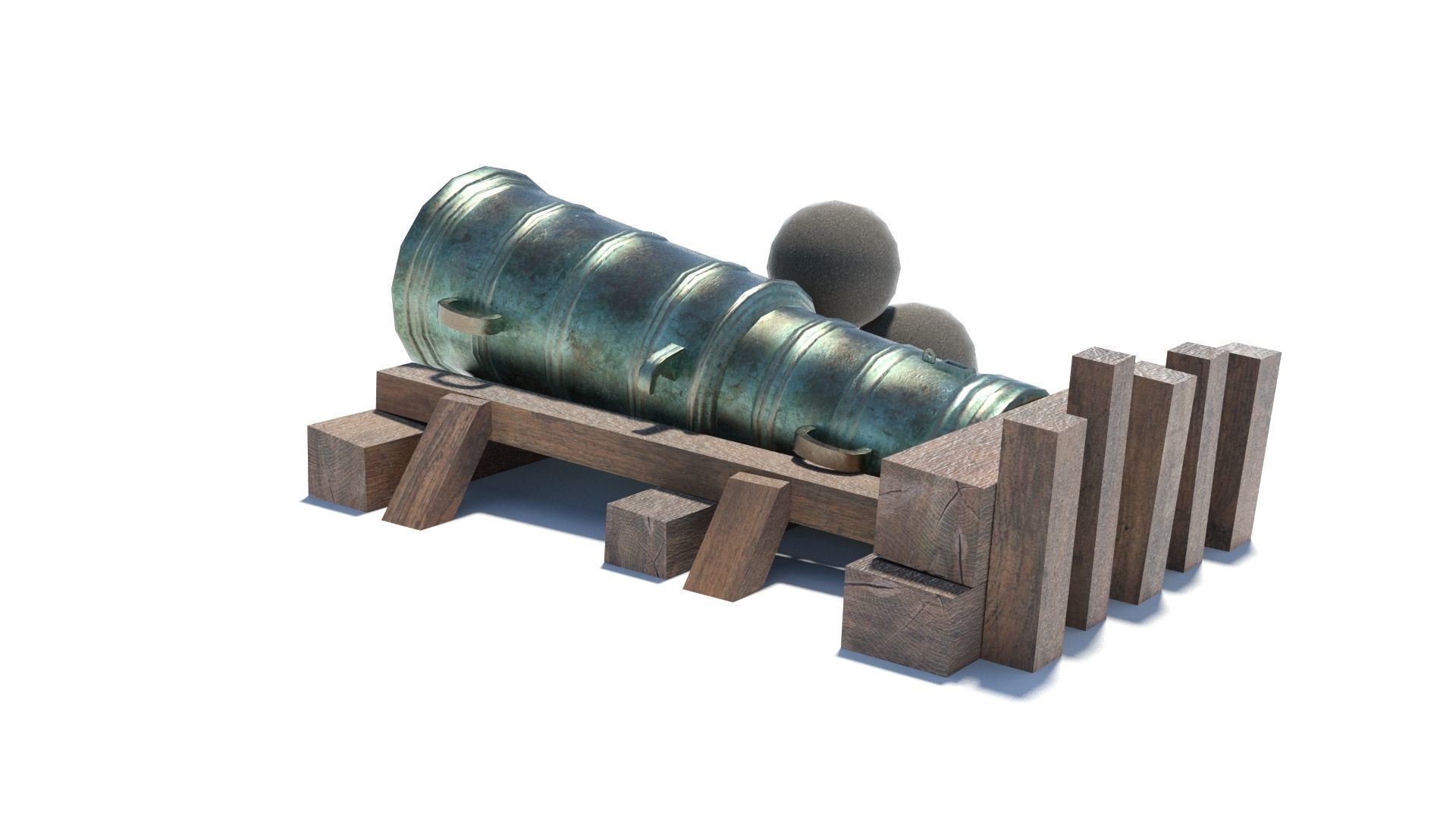 Medieval stone cannon supergun Faule Mette Low-poly 3D model_42