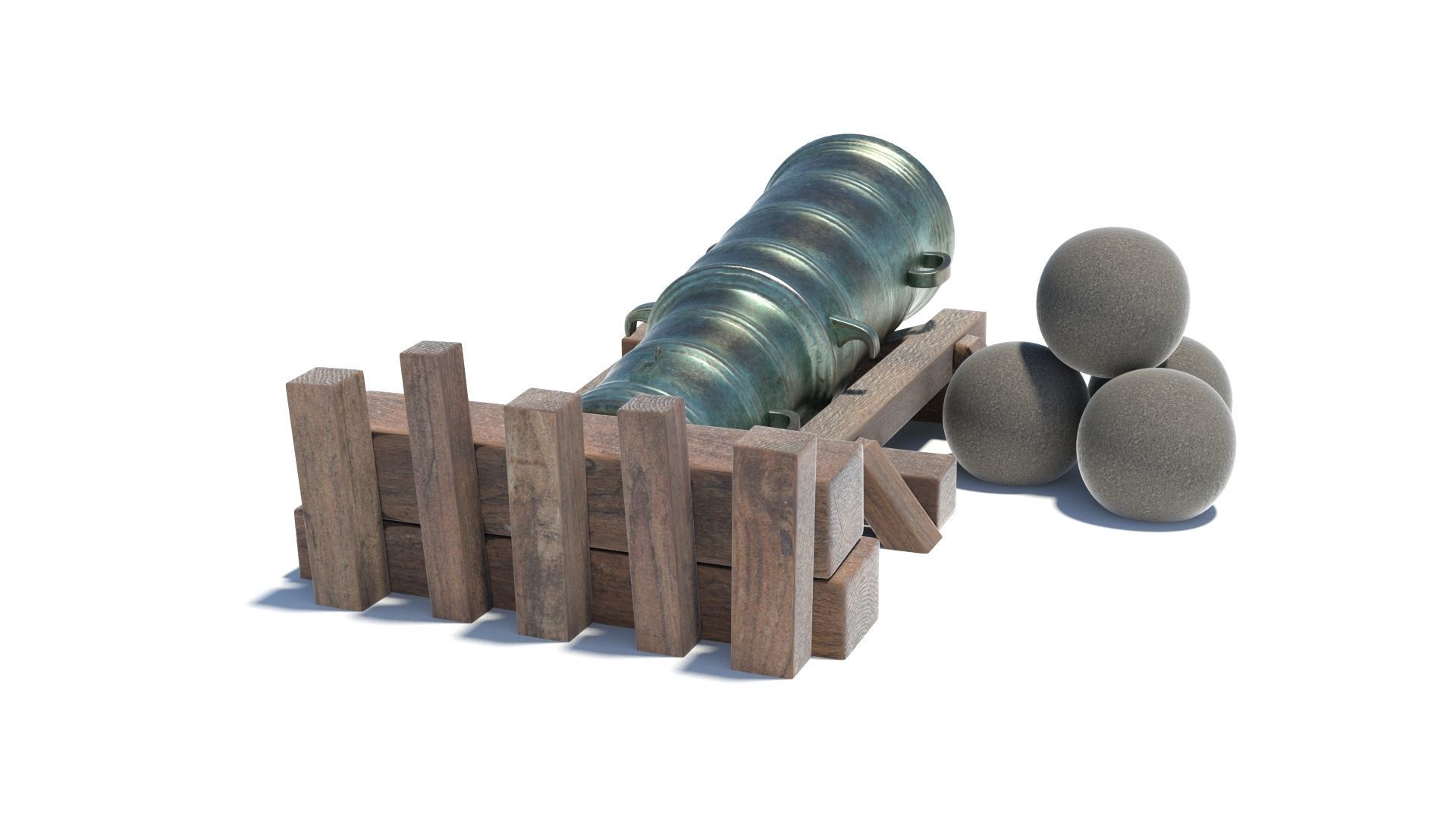 Medieval stone cannon supergun Faule Mette Low-poly 3D model_27