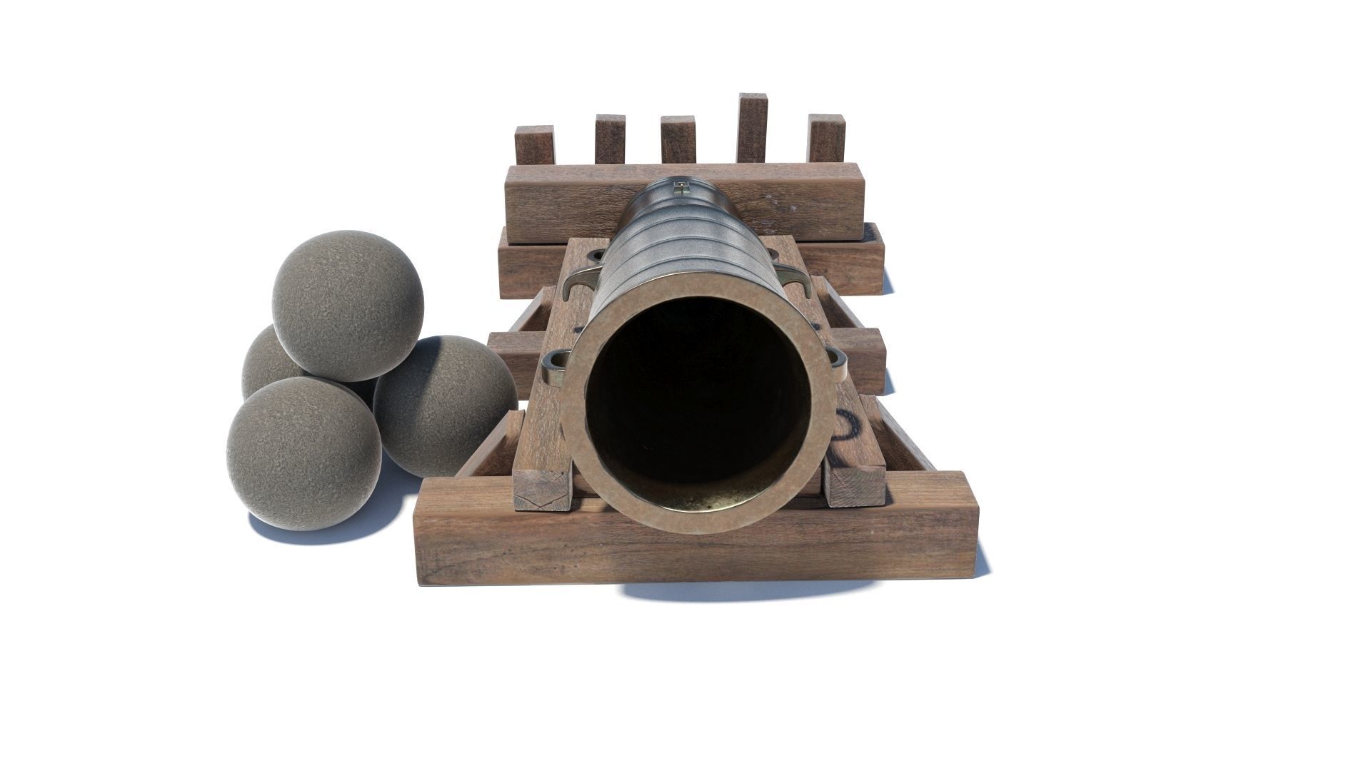 Medieval stone cannon supergun Faule Mette Low-poly 3D model_8