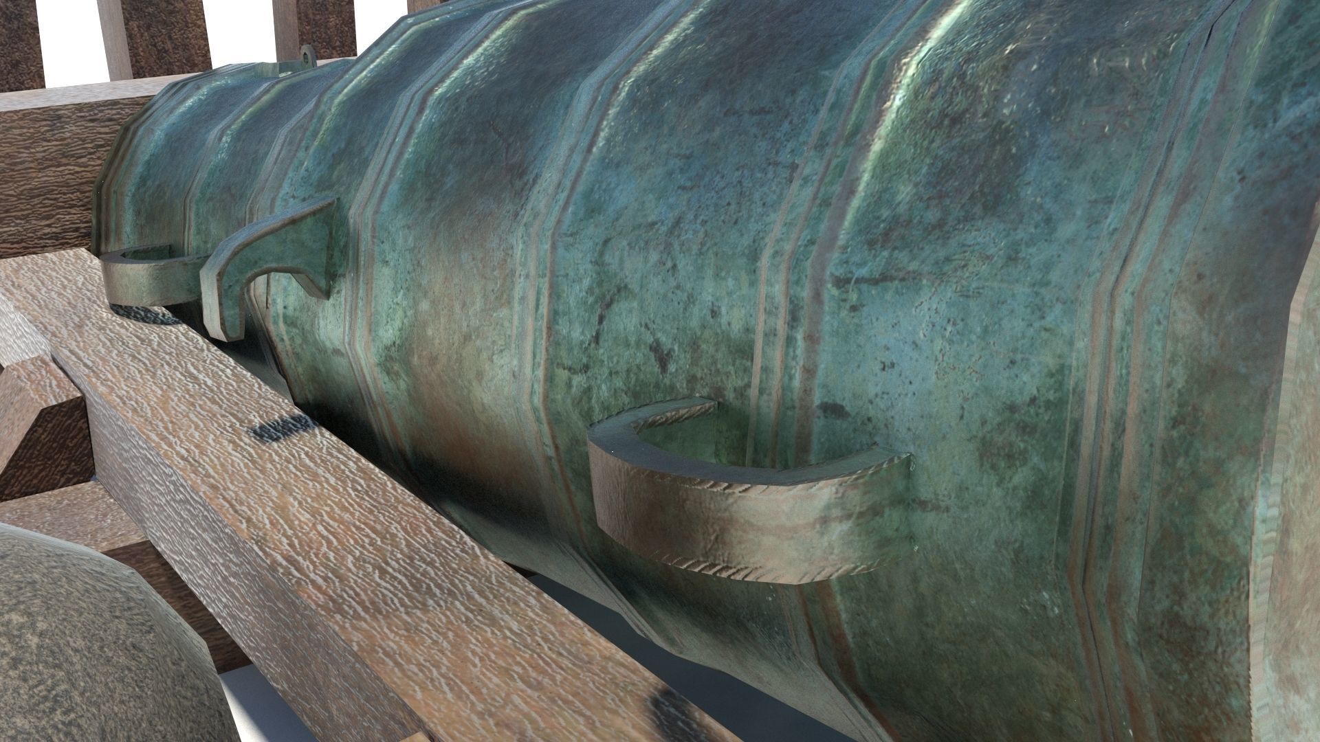 Medieval stone cannon supergun Faule Mette Low-poly 3D model_51