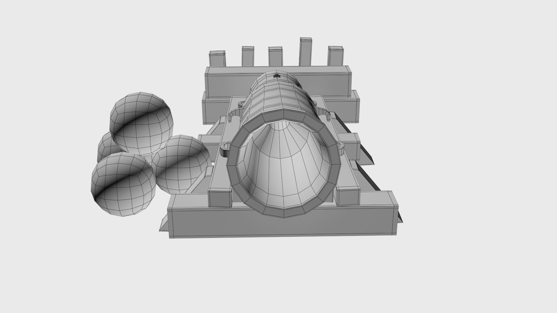 Medieval stone cannon supergun Faule Mette Low-poly 3D model_17
