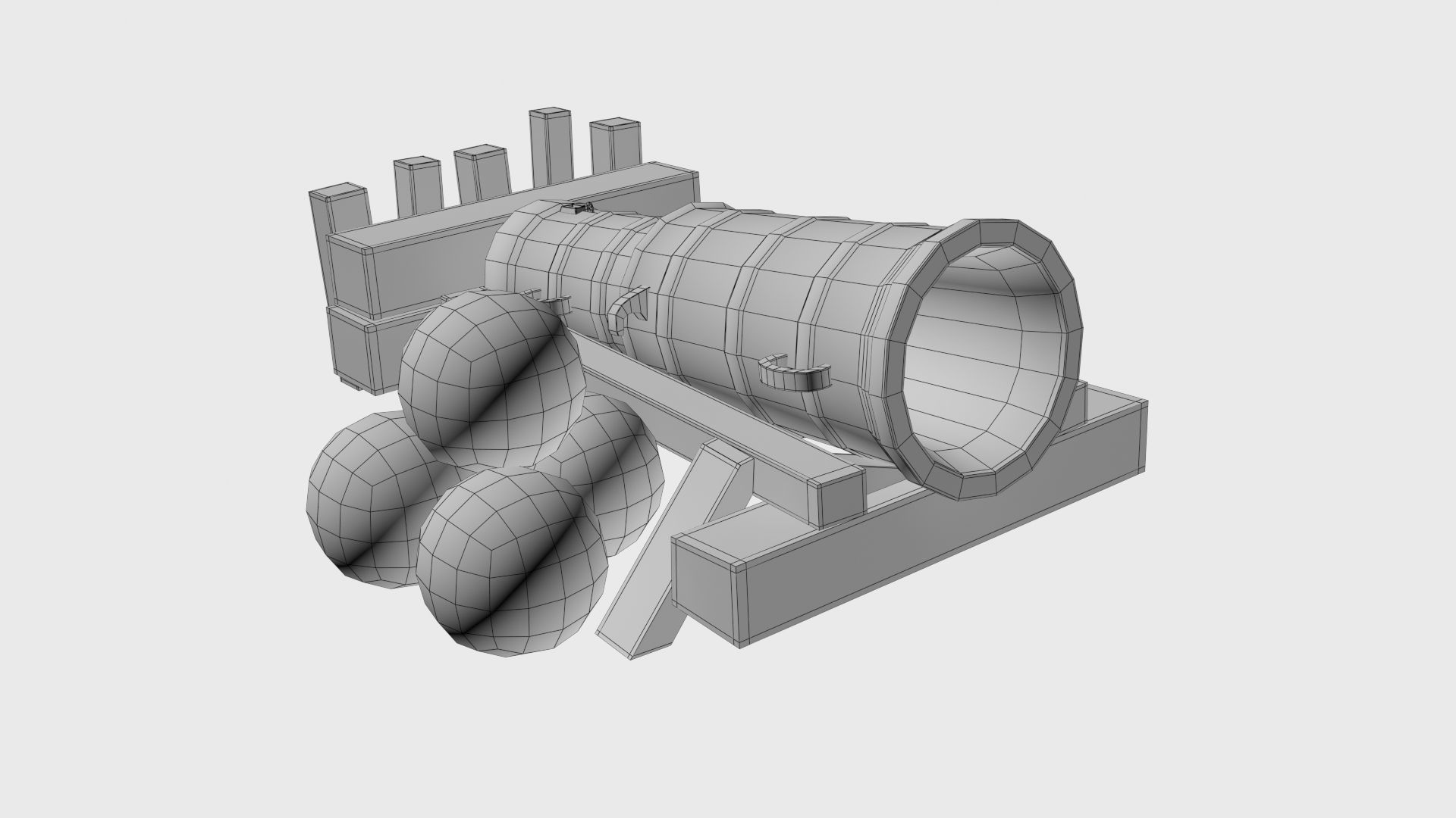 Medieval stone cannon supergun Faule Mette Low-poly 3D model_13