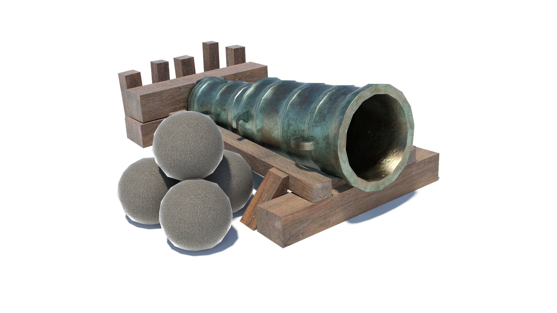 Medieval stone cannon supergun Faule Mette Low-poly 3D model_38