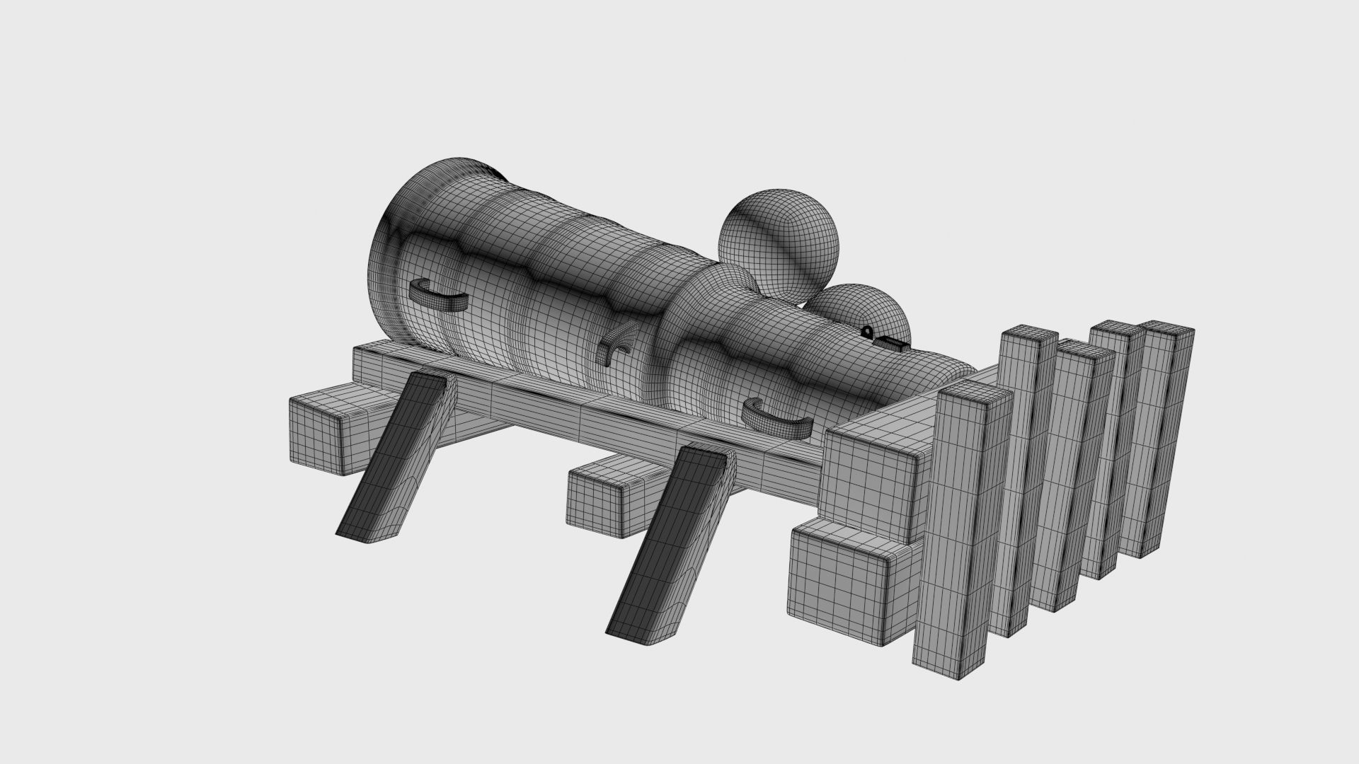 Medieval stone cannon supergun Faule Mette Low-poly 3D model_34
