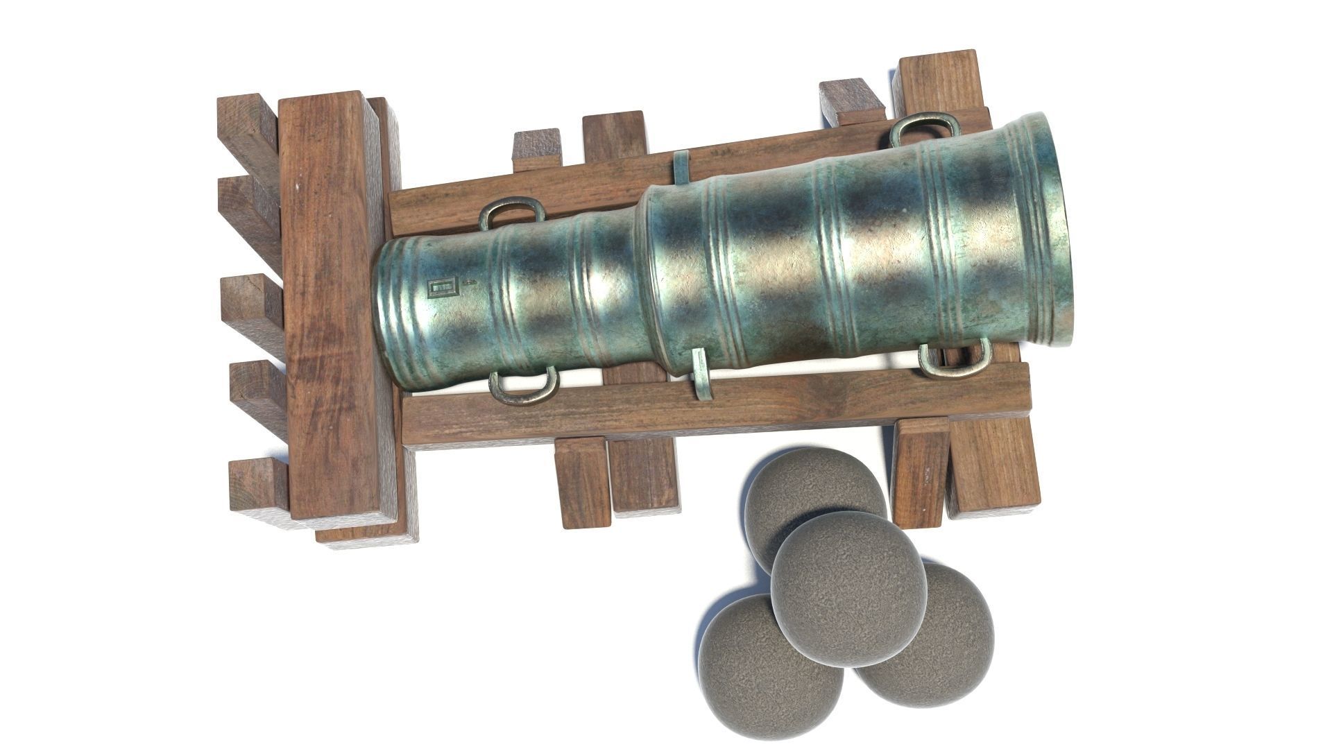 Medieval stone cannon supergun Faule Mette Low-poly 3D model_43