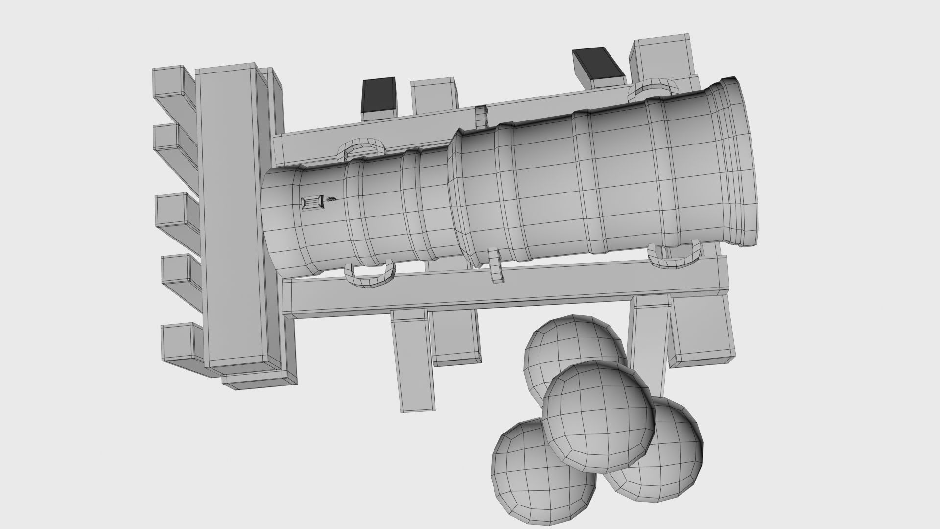 Medieval stone cannon supergun Faule Mette Low-poly 3D model_16