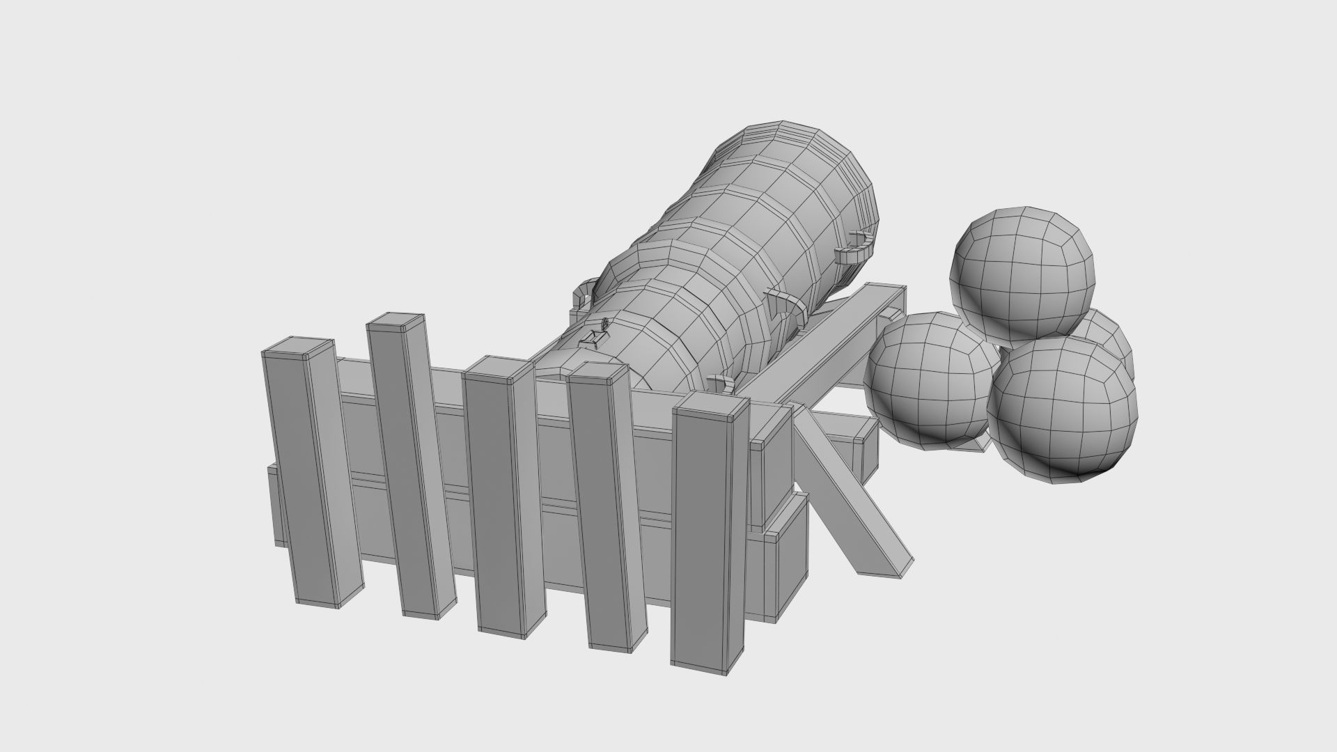 Medieval stone cannon supergun Faule Mette Low-poly 3D model_15