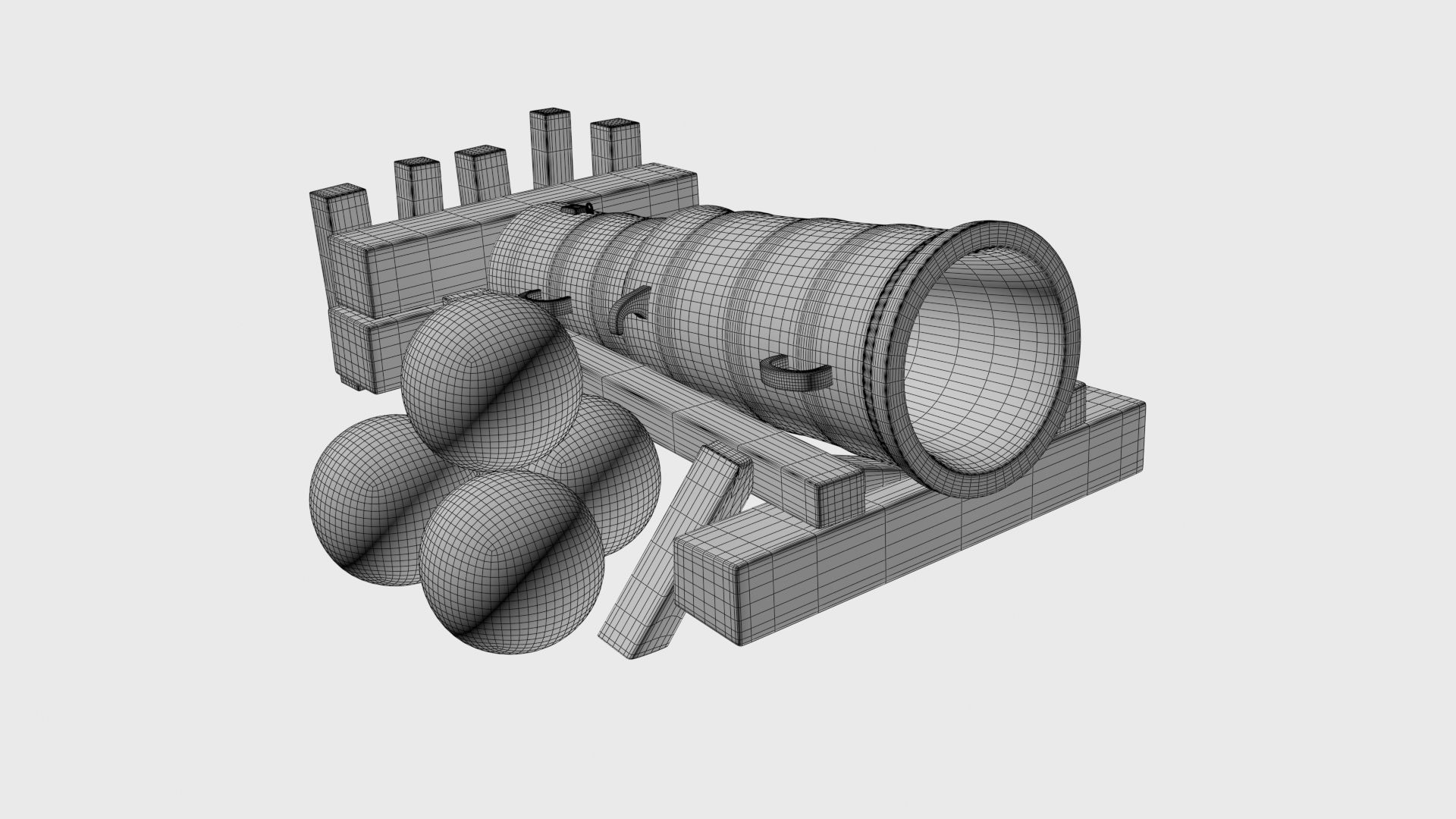 Medieval stone cannon supergun Faule Mette Low-poly 3D model_33