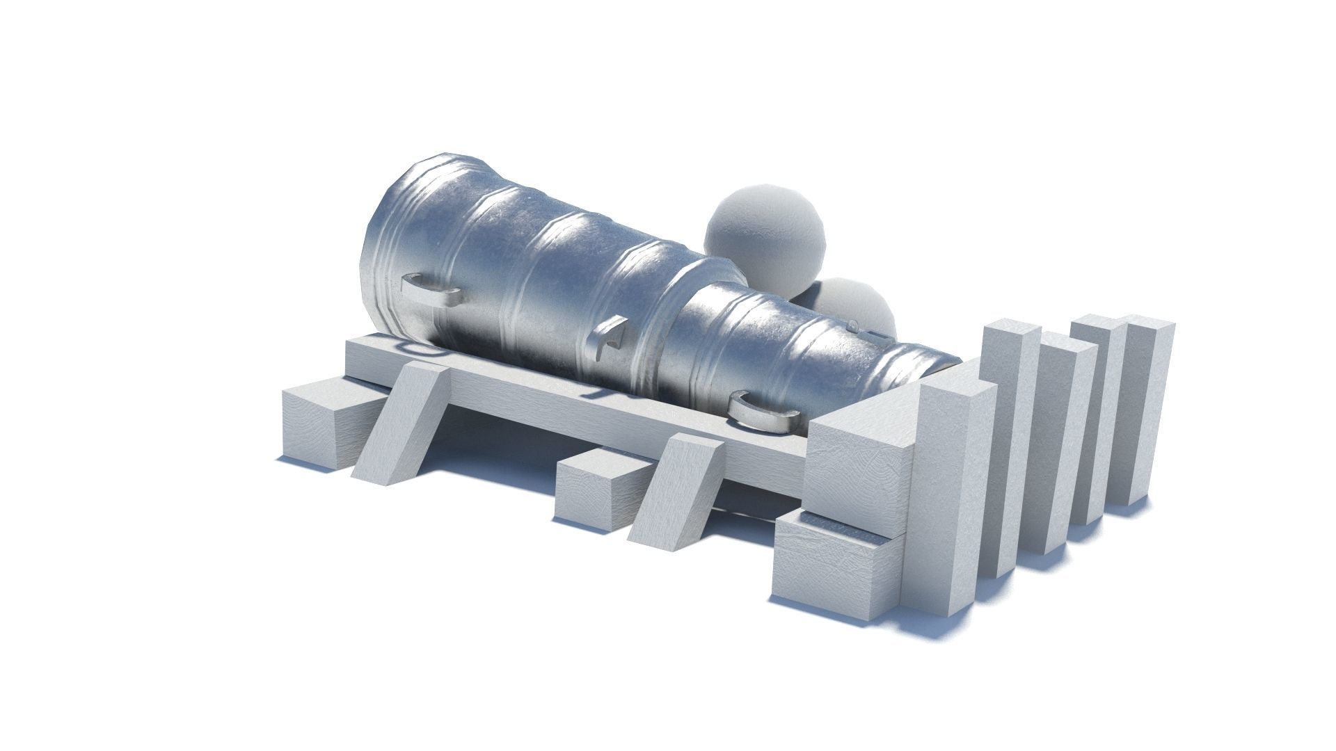 Medieval stone cannon supergun Faule Mette Low-poly 3D model_20