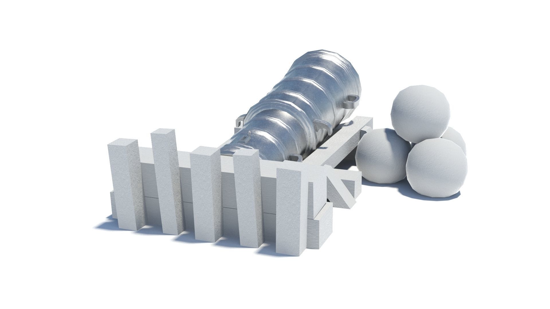 Medieval stone cannon supergun Faule Mette Low-poly 3D model_23