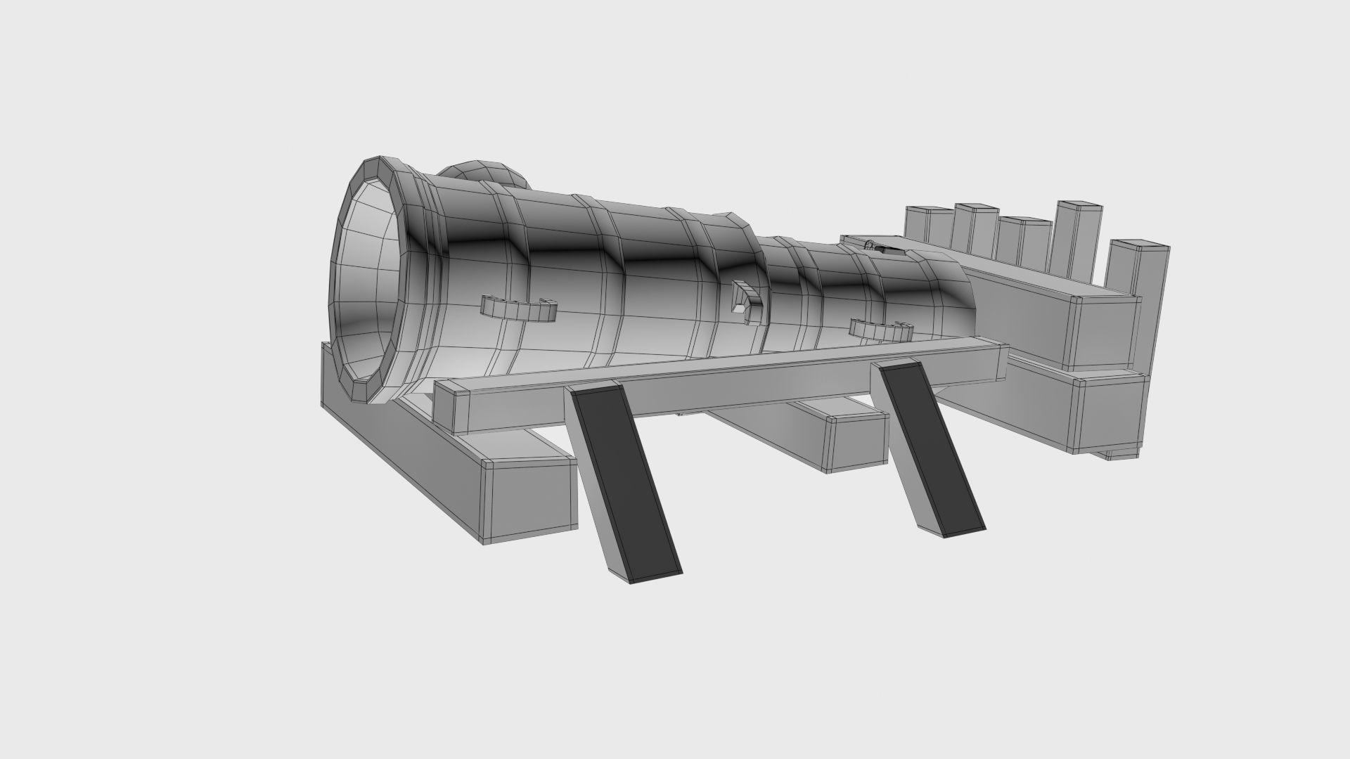 Medieval stone cannon supergun Faule Mette Low-poly 3D model_11